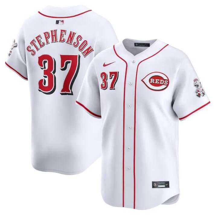 Men%27s Cincinnati Reds #37 Tyler Stephenson White Home Limited Stitched Baseball Jersey Dzhi